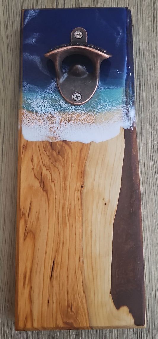 Cedar Ocean Wave Wall Mounted Magnetic Bottle Opener