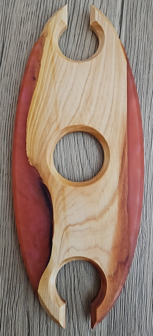 Cedar Wine Glass Holder with Red Epoxy - Creative Spruce Woodworking