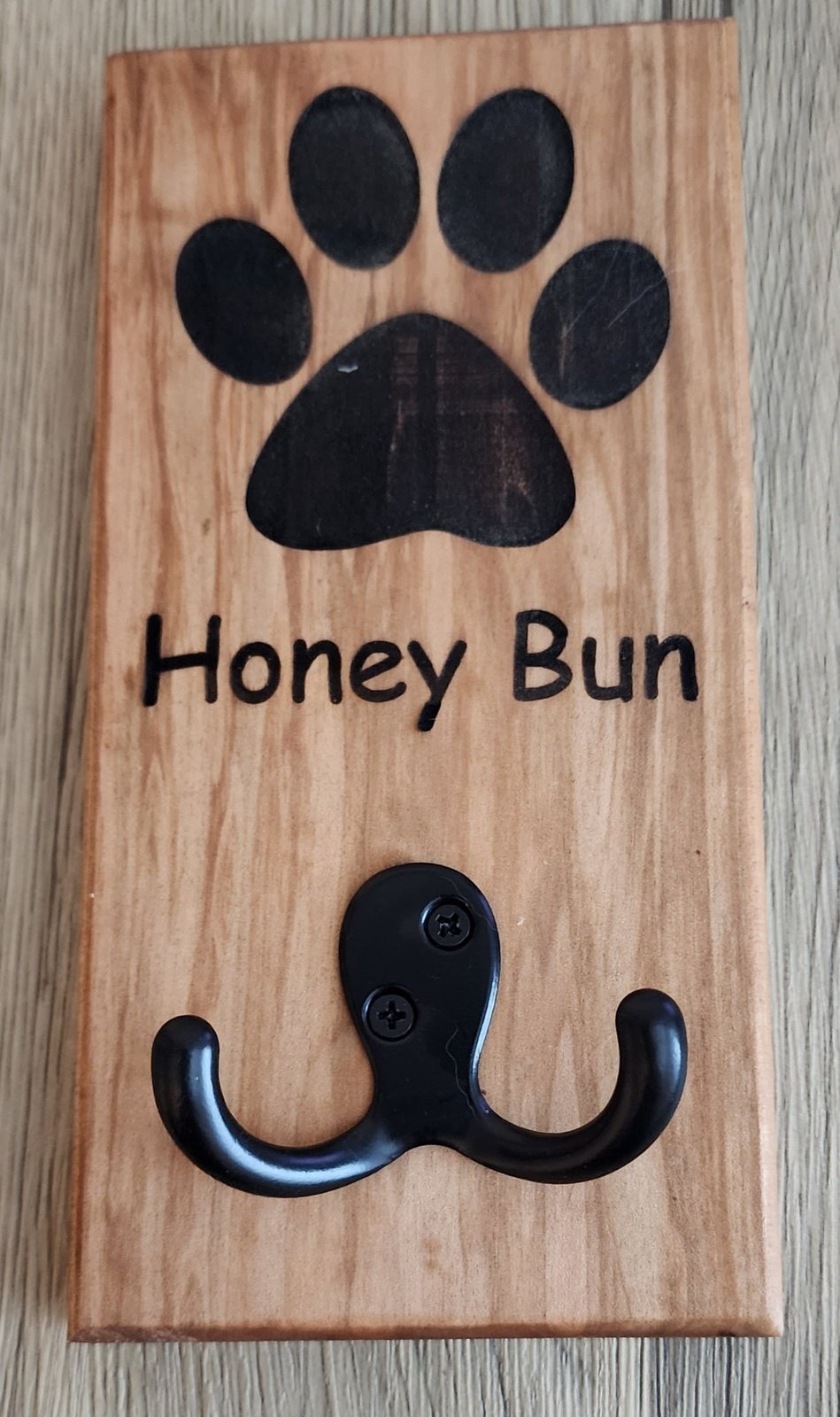 Cherry Wall Mount Dog Paw Leash Holder - Creative Spruce Woodworking