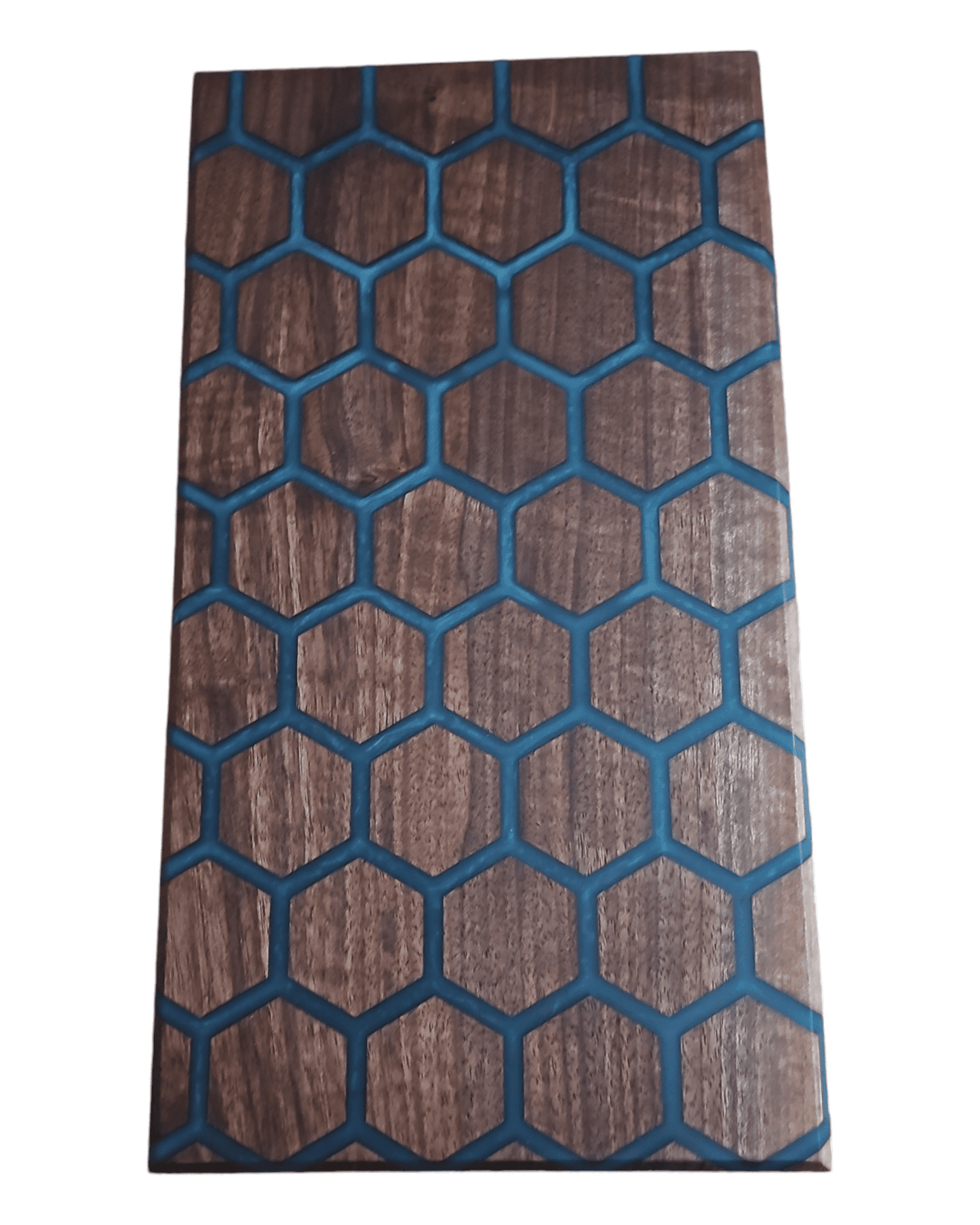 GEO Shape Sea Blue Epoxy Walnut Charcuterie Boards/Serving Board