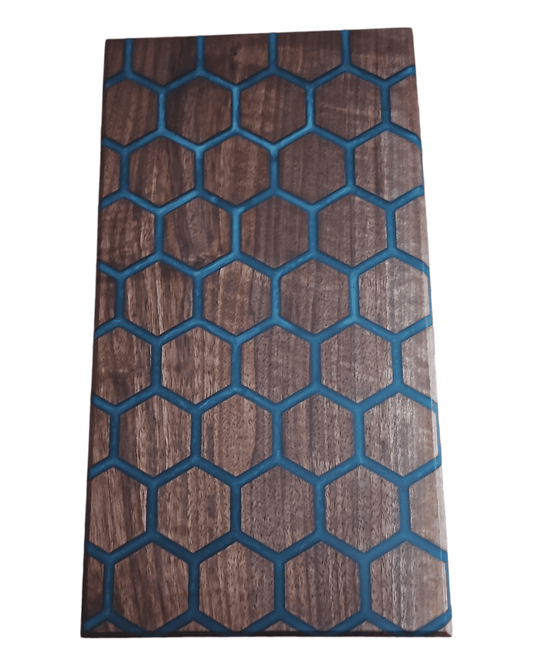 GEO Shape Sea Blue Epoxy Walnut Charcuterie Boards/Serving Board - Creative Spruce Woodworking