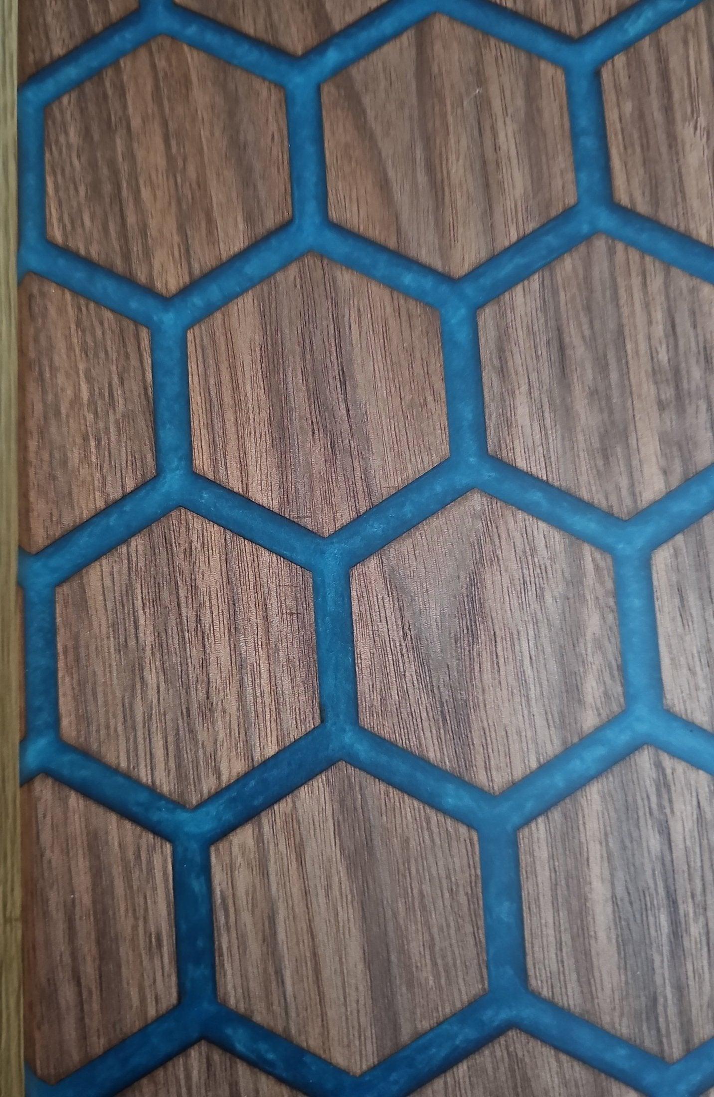 GEO Shape Sea Blue Epoxy Walnut Charcuterie Boards/Serving Board