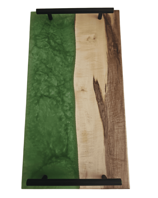 Jade Epoxy Maple Wood Charcuterie Boards/Serving Board with Handle - Creative Spruce Woodworking