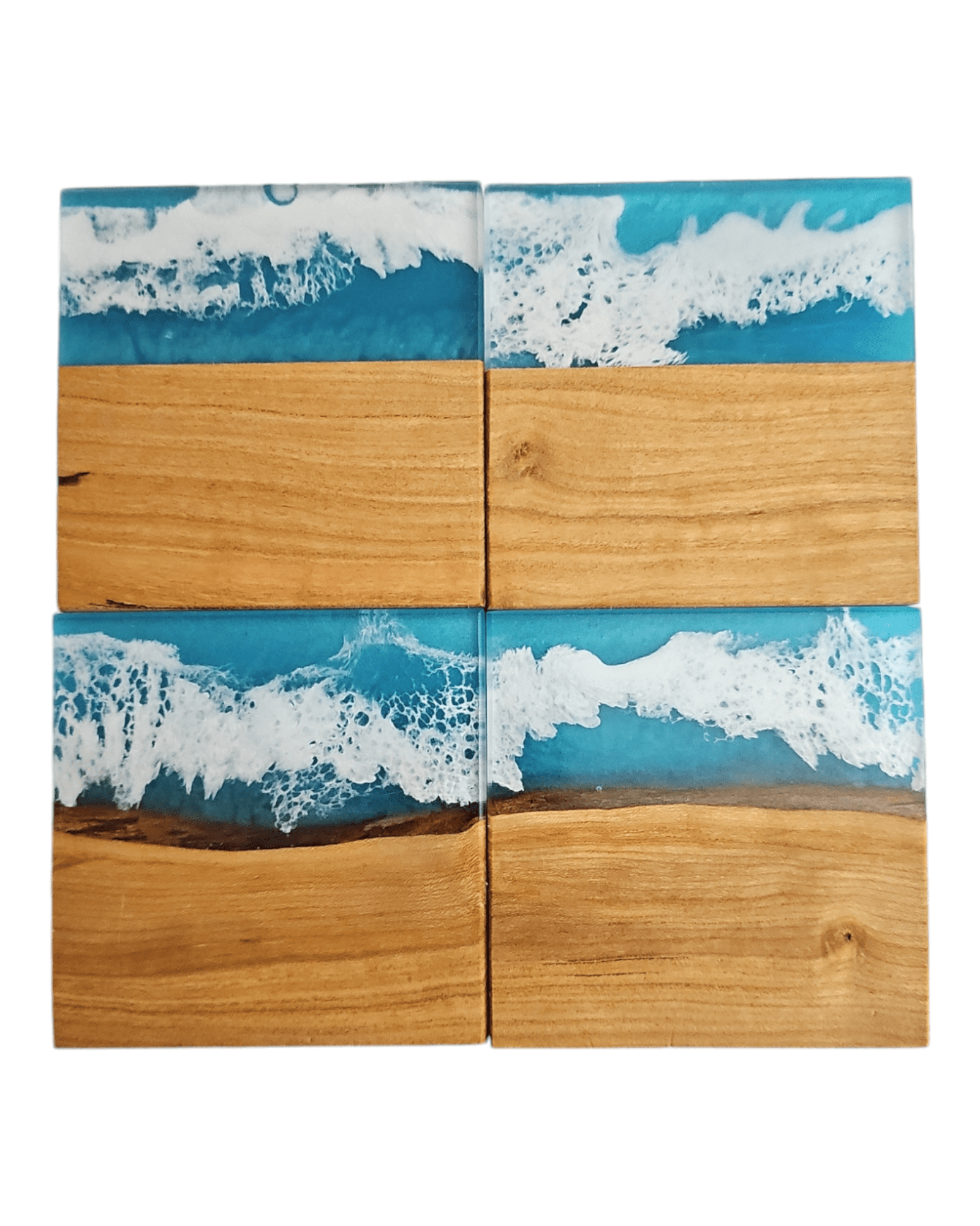 Light Wood Ocean Epoxy Coaster - Creative Spruce Woodworking