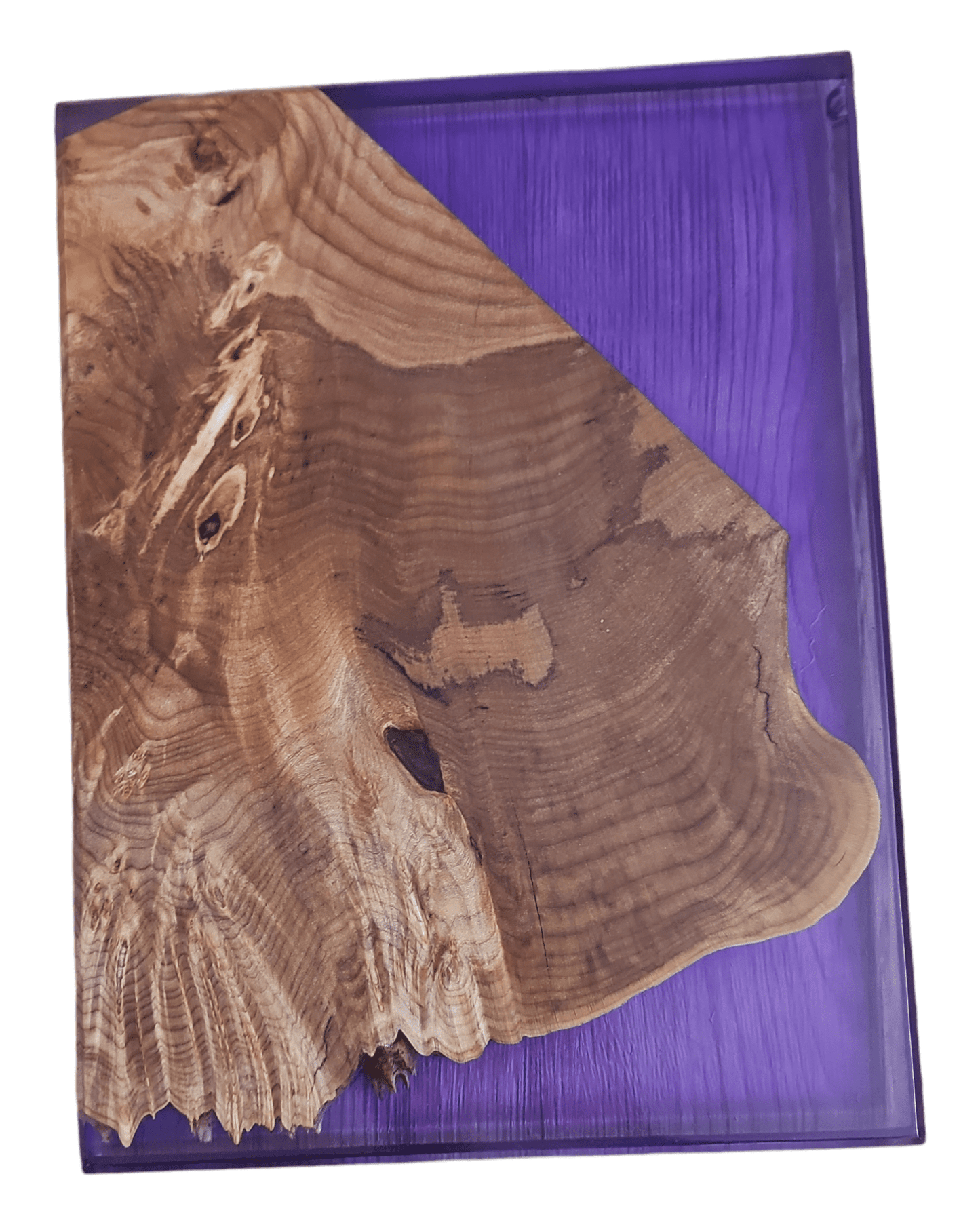 Maple Burl Clear Purple Epoxy Charcuterie Boards/Serving Board - Creative Spruce Woodworking