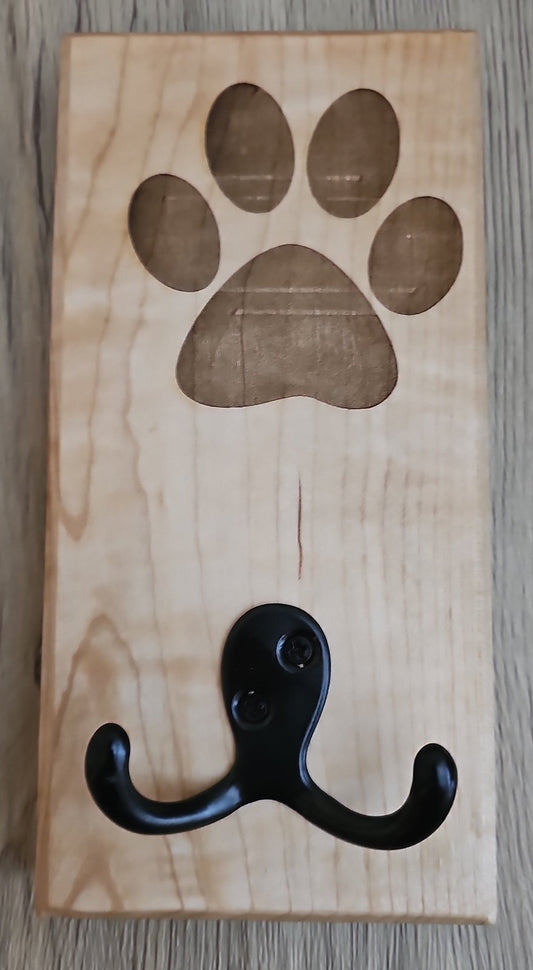 Frenchtown - Maple Wall Mount Dog Paw Leash Holder - Creative Spruce Woodworking