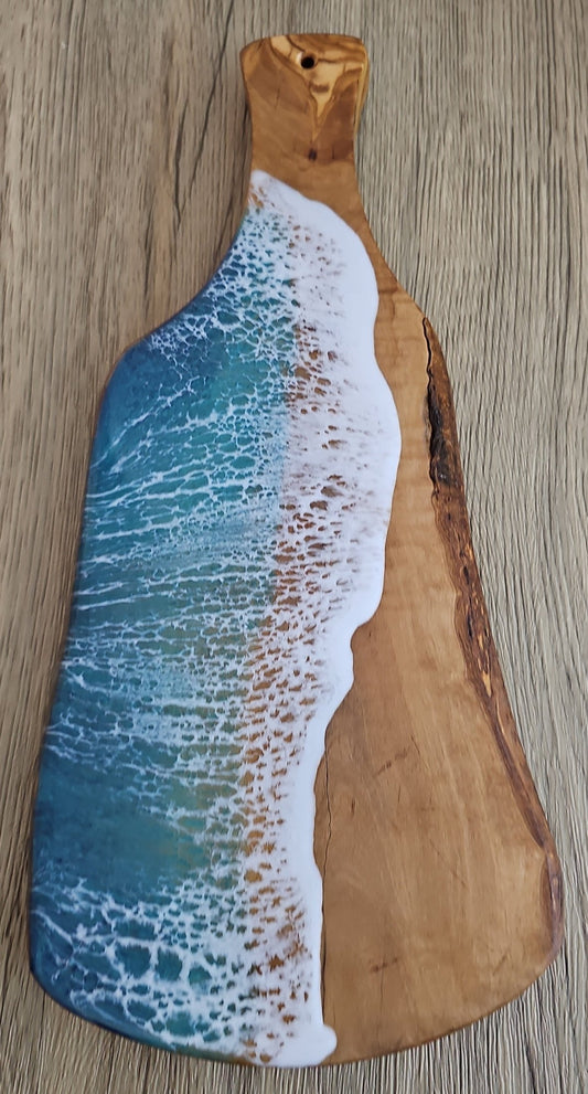 Ocean Wave Olive Wood Charcuterie Board/Cutting Board - Creative Spruce Woodworking