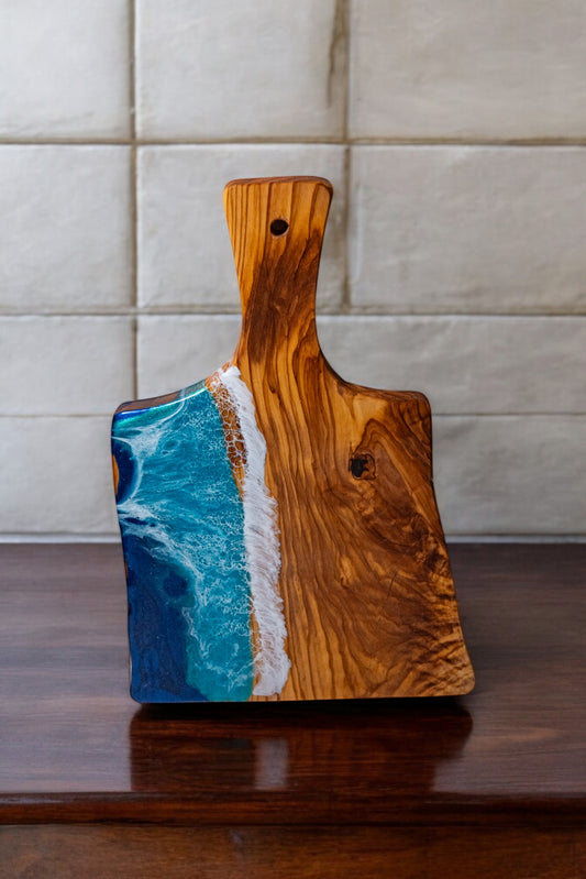 Ocean Wave Olive Wood Charcuterie Board/Cutting Board