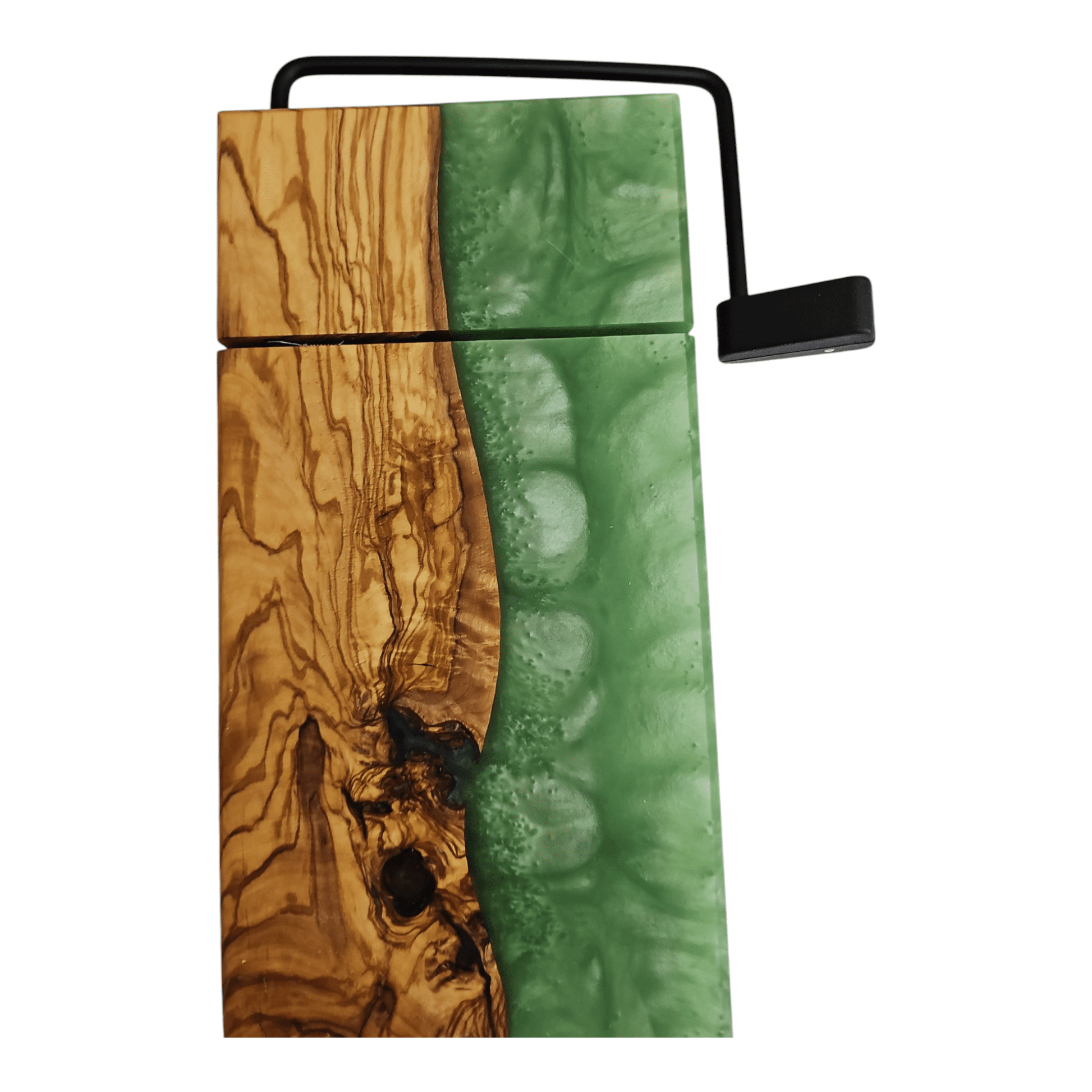 Olive Wood Jade Epoxy Cheese Slicer Board