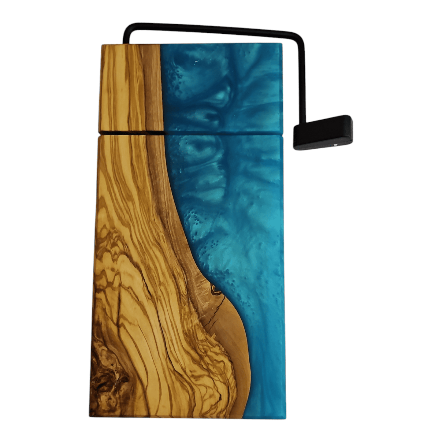 Olive Wood Sea Blue Epoxy Cheese Slicer Board