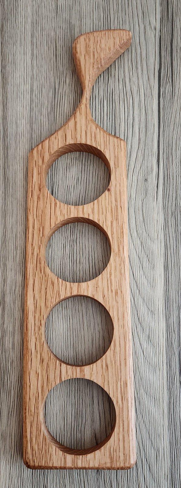 Red Oak Wood Beer flight board paddle for 4