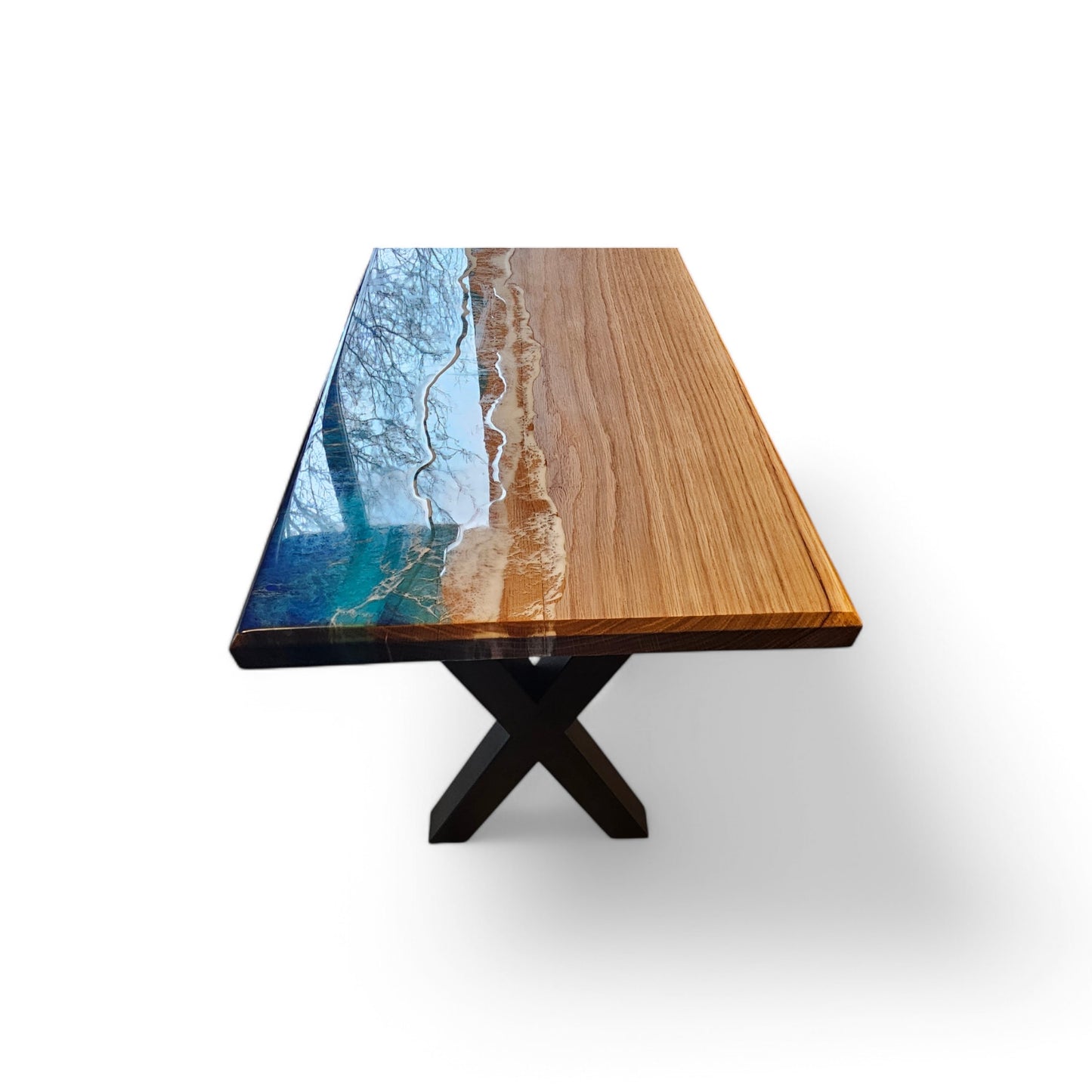 Resin Table, Live Edge Wood Ocean Table, Epoxy Resin Wave Table