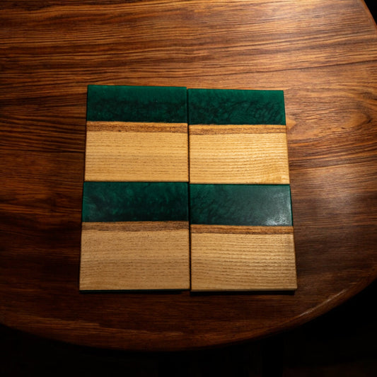 Sassafras Wood with Forest Green Epoxy Coaster