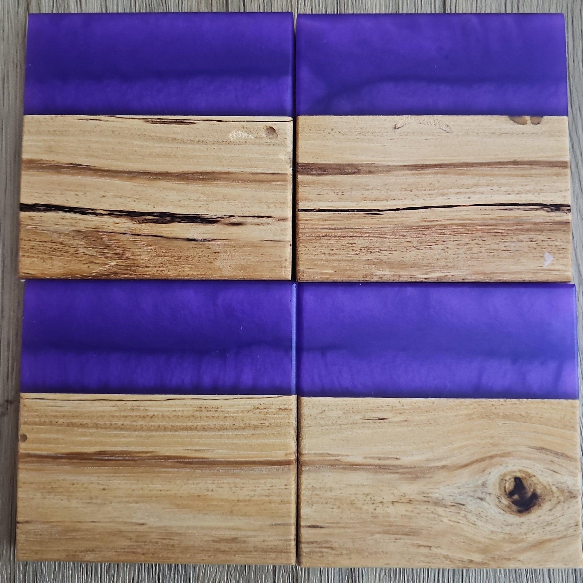 Spalted Wood with Light Purple Epoxy Coaster