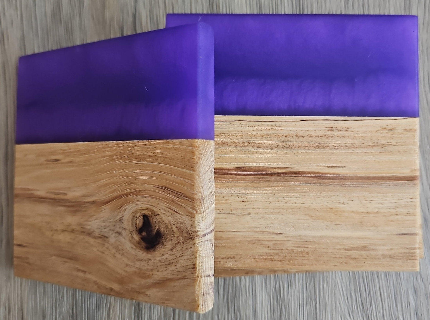 Spalted Wood with Light Purple Epoxy Coaster