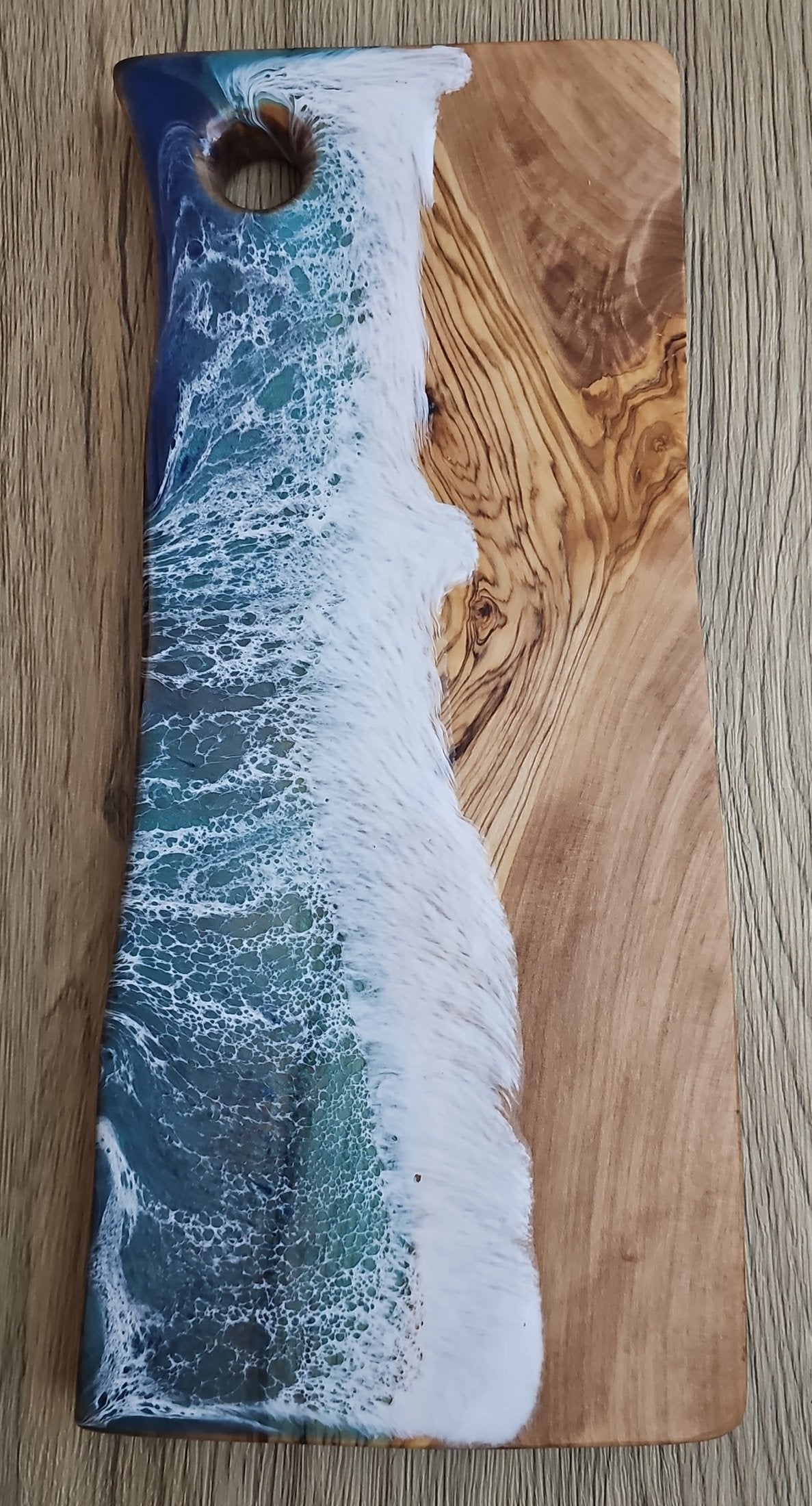 The Corner - Ocean Wave Olive Wood Charcuterie Board/Cutting Board - Creative Spruce Woodworking