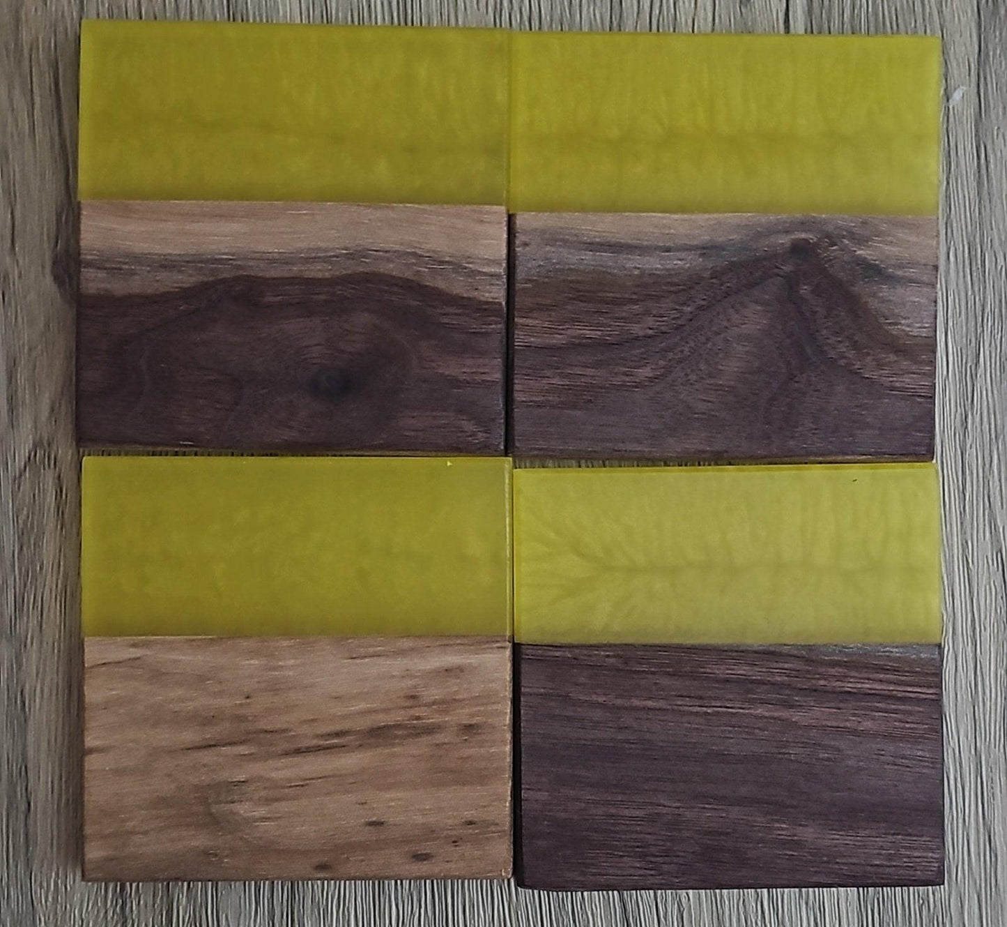 The Corner - Walnut with Yellow Epoxy Coaster