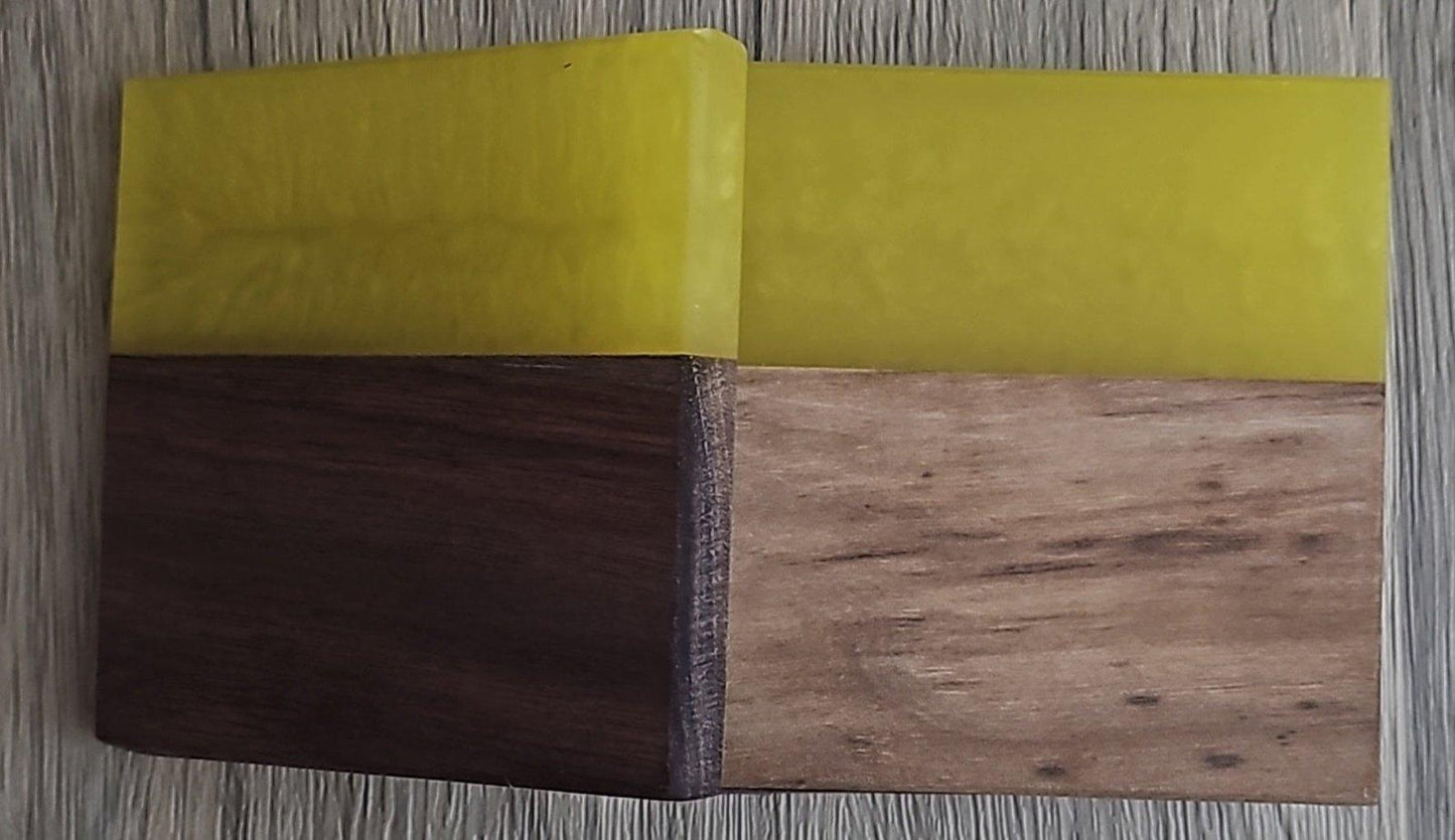 The Corner - Walnut with Yellow Epoxy Coaster