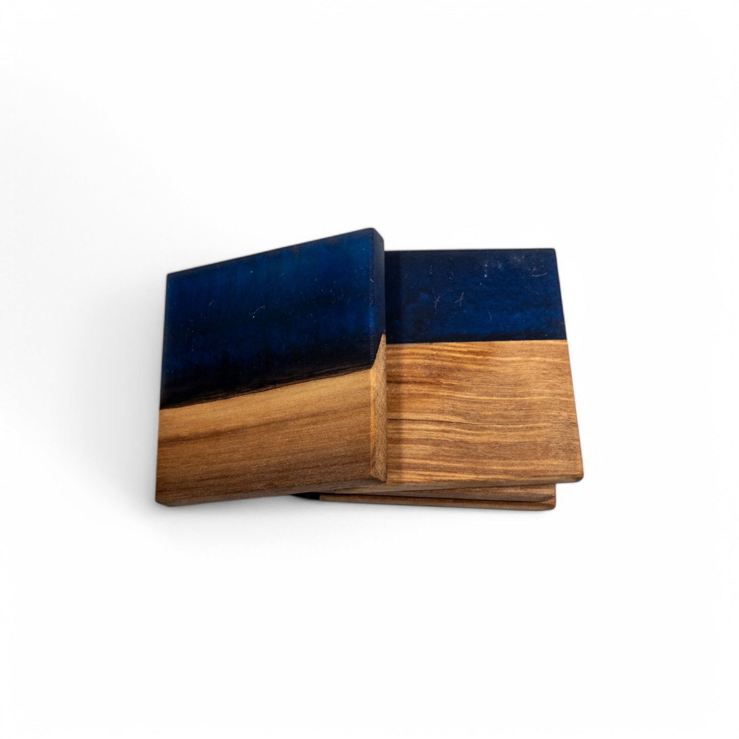 Walnut Wood with Dark Blue Epoxy Coaster