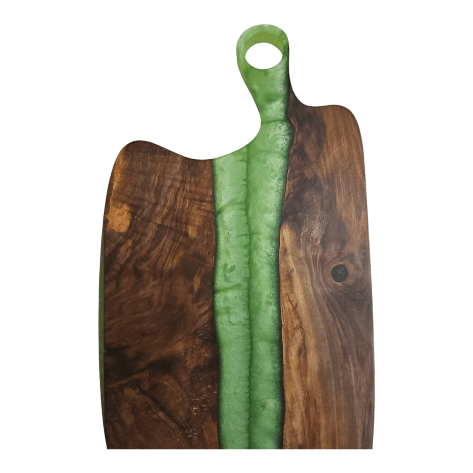 Walnut Wood with Jade Epoxy Charcuterie Boards/Serving Board with Handle