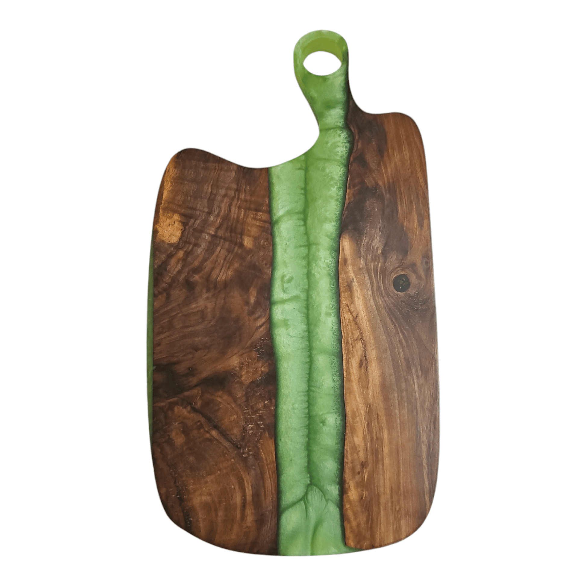 Walnut Wood with Jade Epoxy Charcuterie Boards/Serving Board with Handle