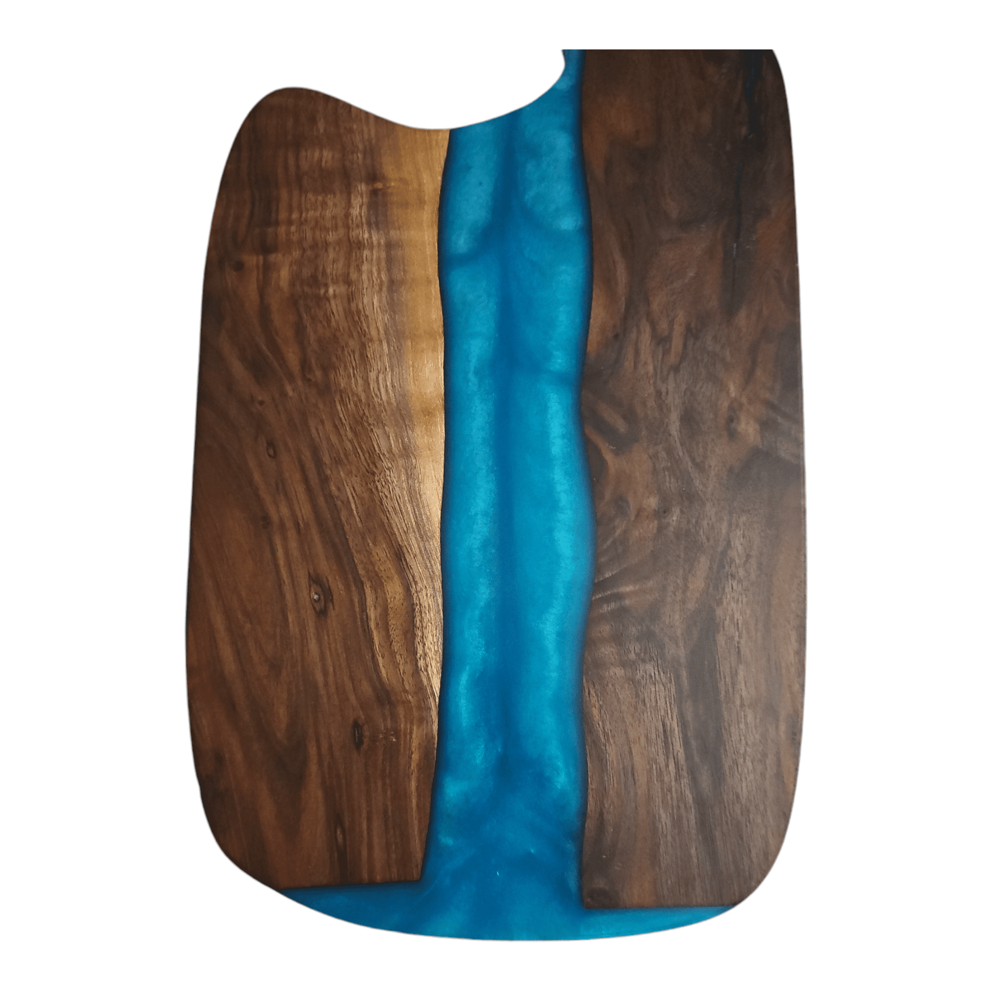 Walnut Wood with Sea Blue Epoxy Charcuterie Boards/Serving Board with Handle