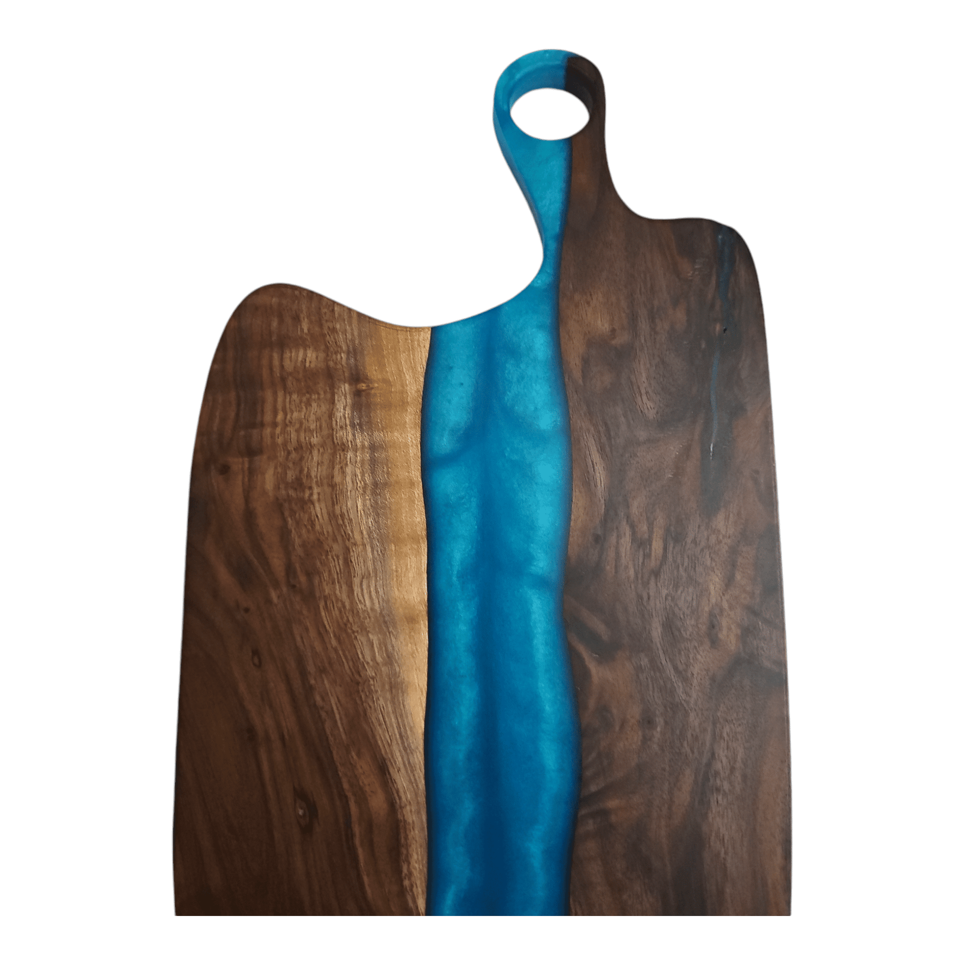 Walnut Wood with Sea Blue Epoxy Charcuterie Boards/Serving Board with Handle