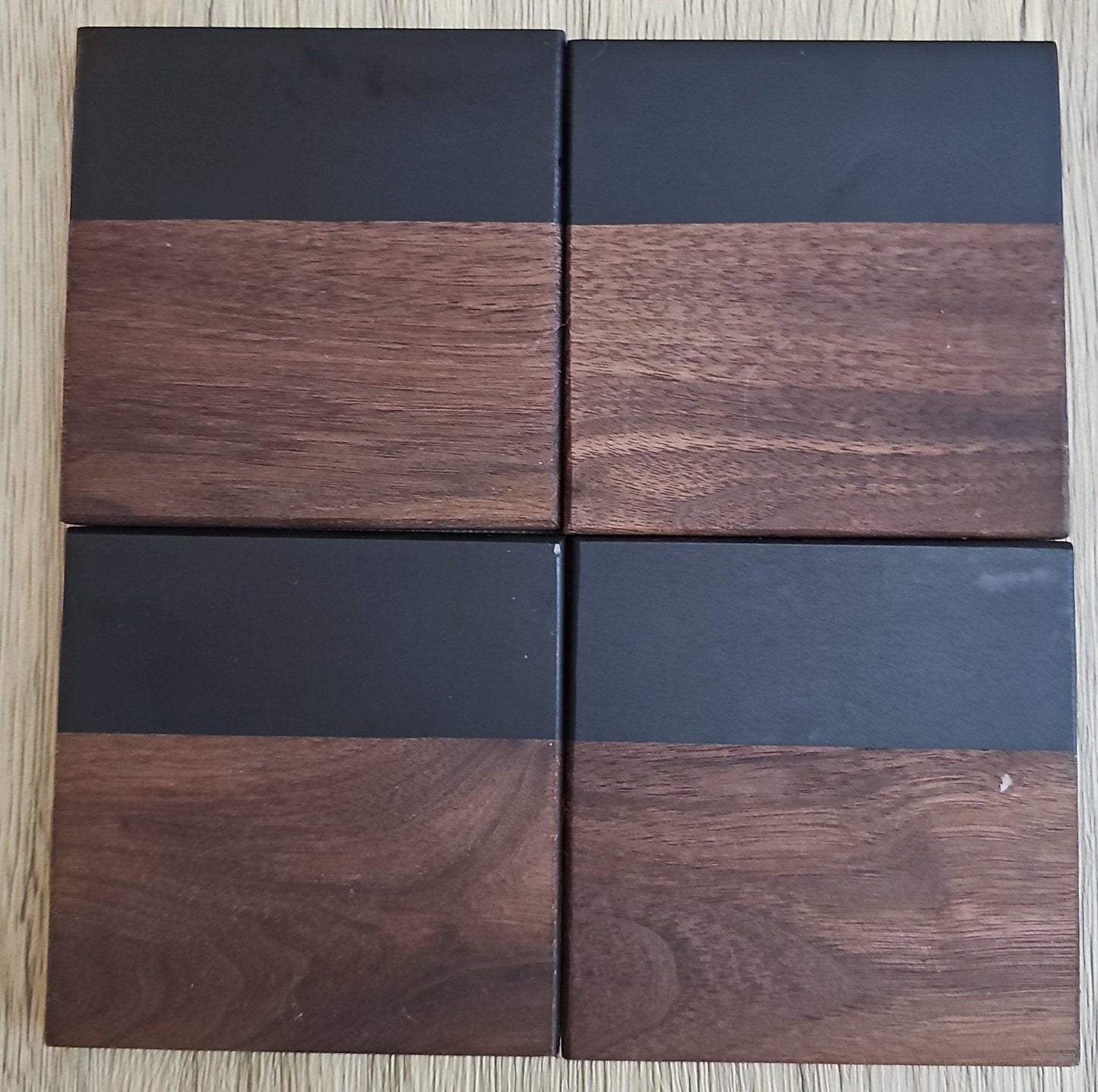 Walnut with Black Epoxy Coaster