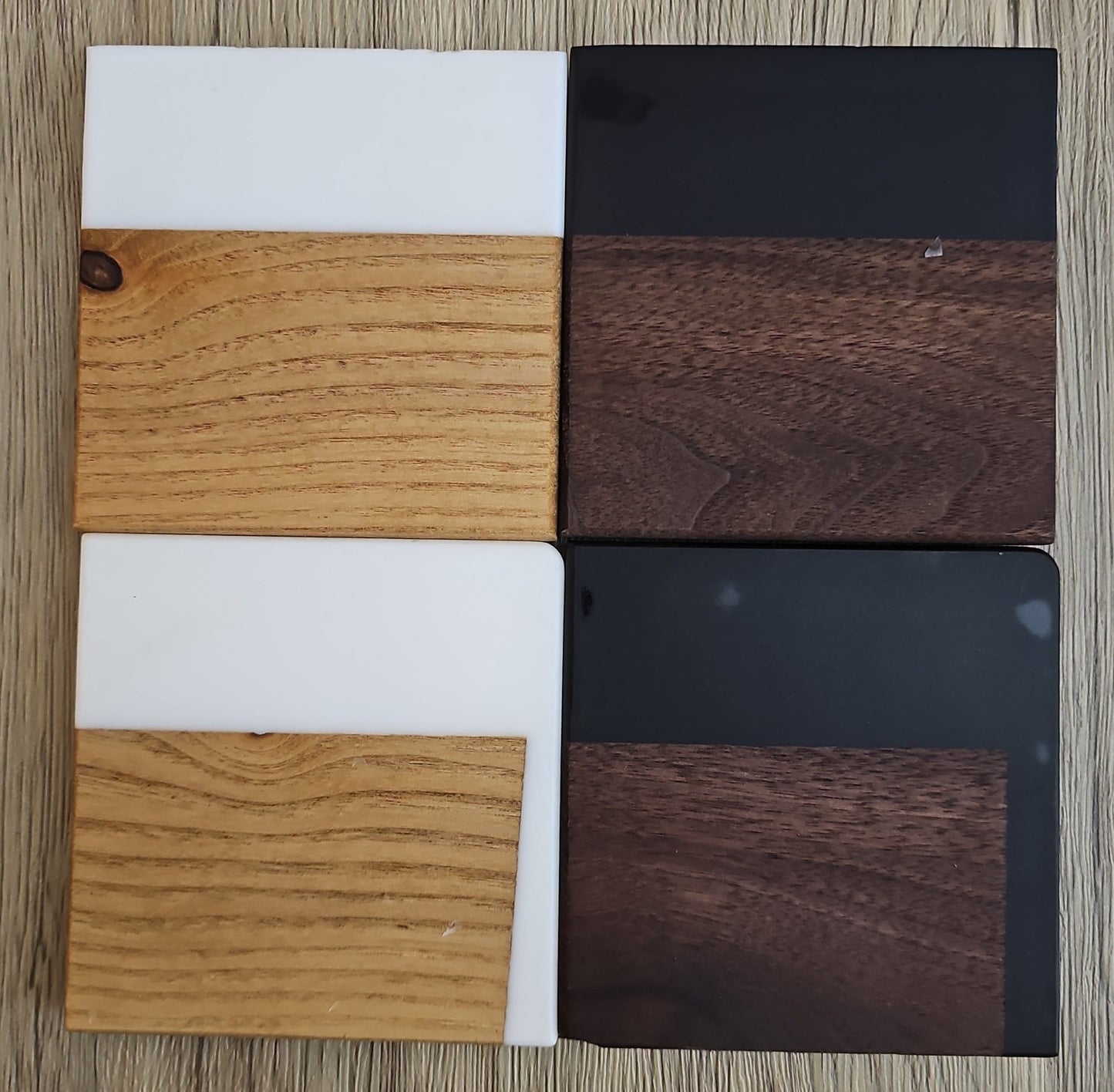 Walnut with Black/White Epoxy Coaster - Creative Spruce Woodworking