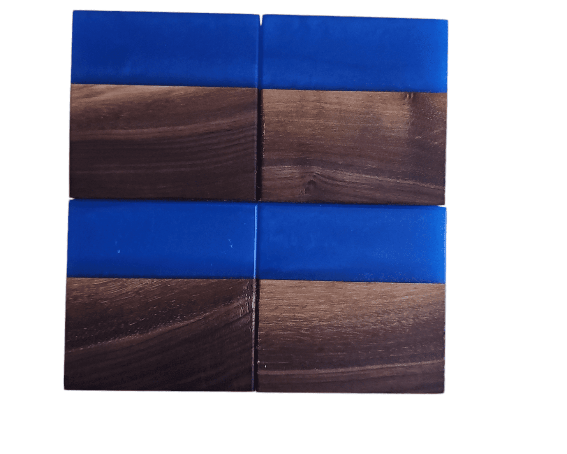 Walnut with Dark Blue Epoxy Coaster