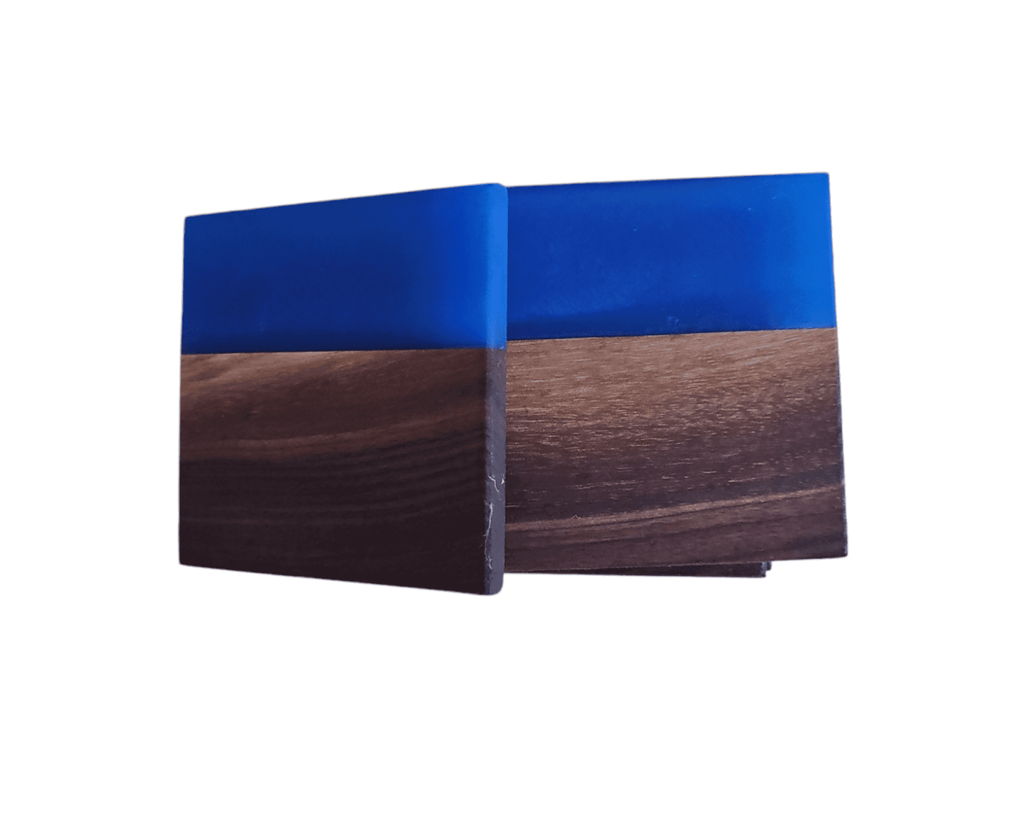 Walnut with Dark Blue Epoxy Coaster