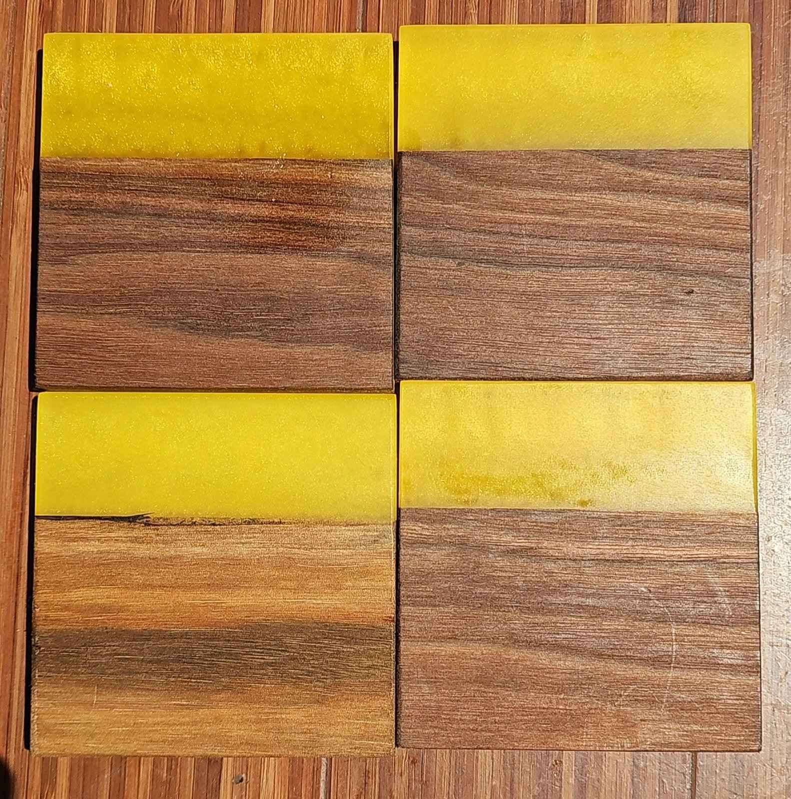 Walnut with Dark Yellow Epoxy Coaster