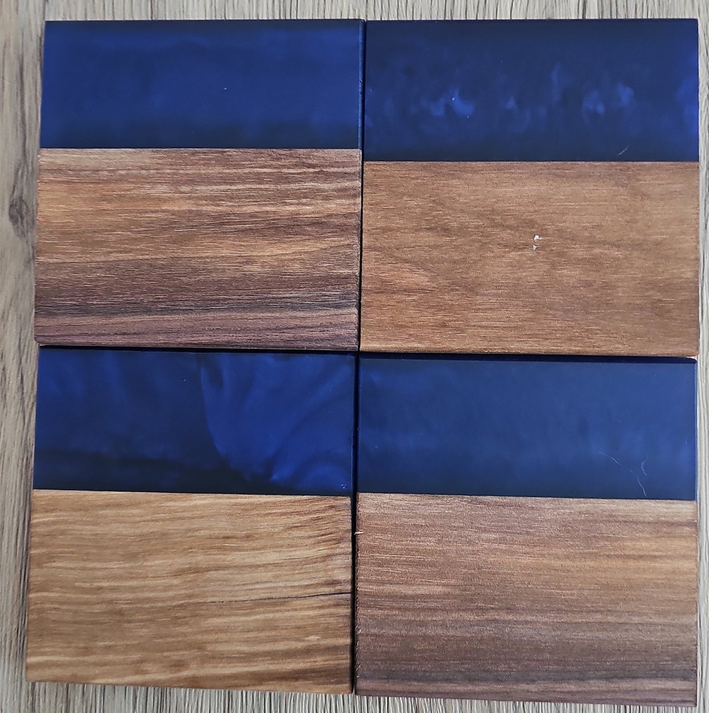 The Corner - Walnut with Deep Dark Blue Epoxy Coaster - Creative Spruce Woodworking