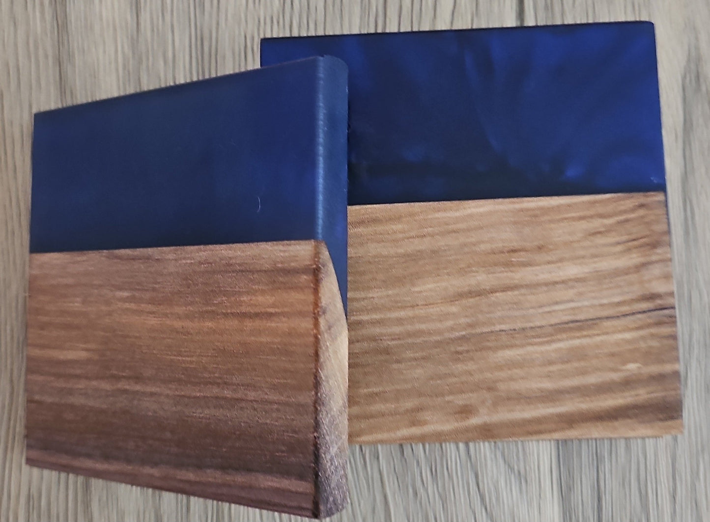 The Corner - Walnut with Deep Dark Blue Epoxy Coaster - Creative Spruce Woodworking