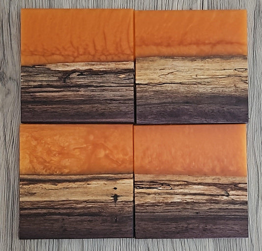 Walnut with Orange Epoxy Coaster