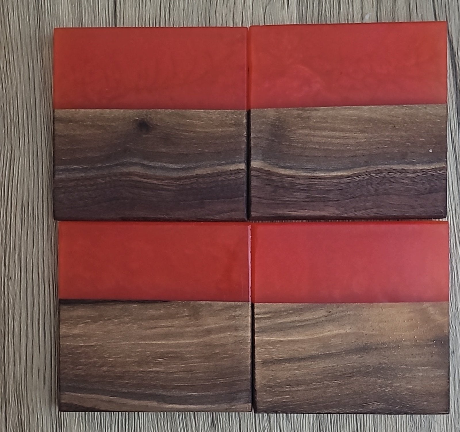 Walnut with Red Epoxy Coaster - Creative Spruce Woodworking