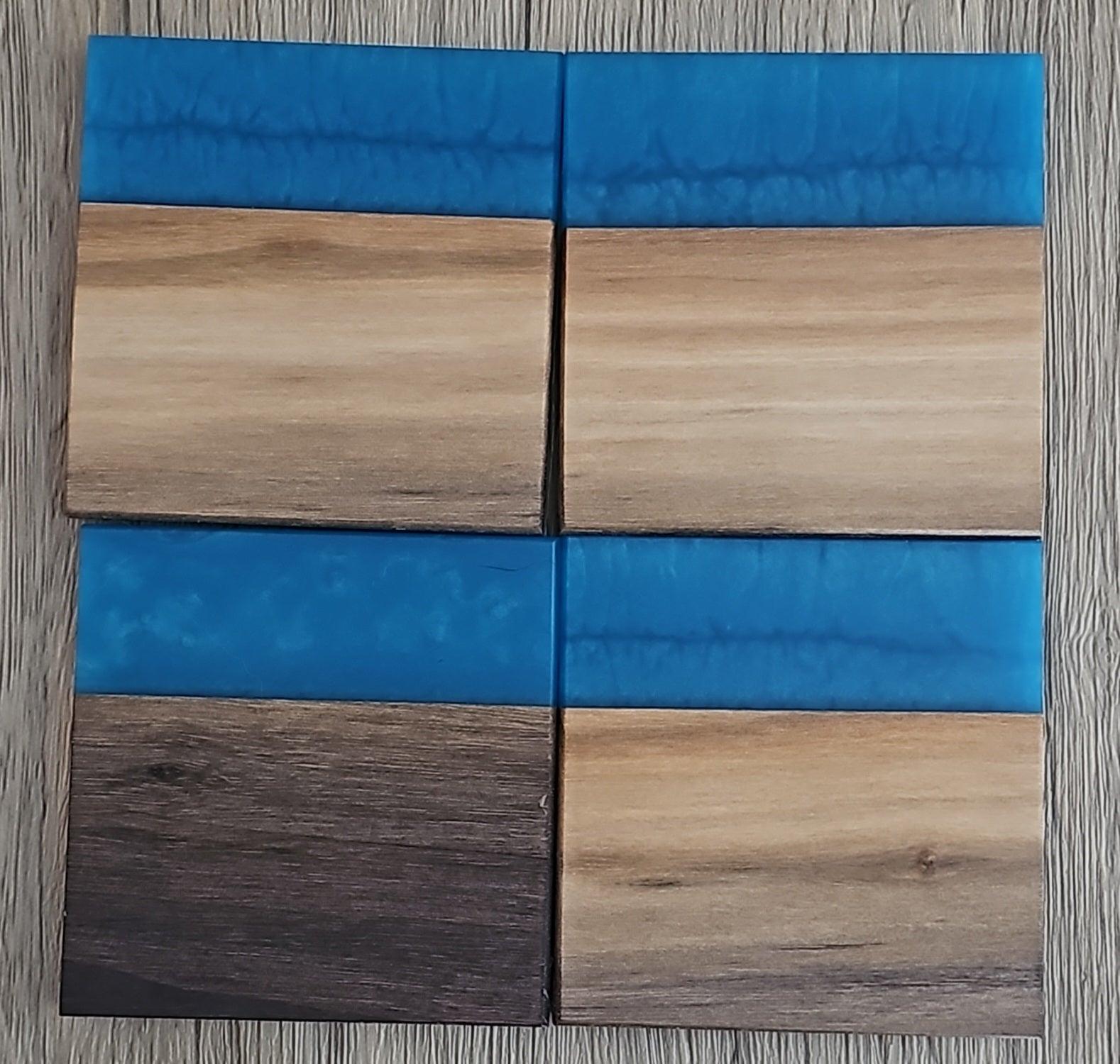 Walnut with Sea Blue Epoxy Coaster