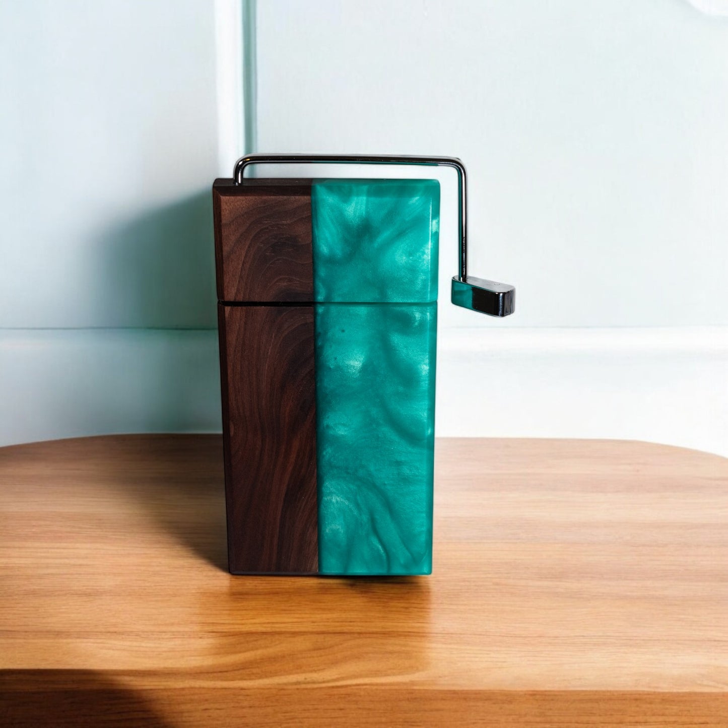 Walnut with Turquoise Epoxy Cheese Slicer Board